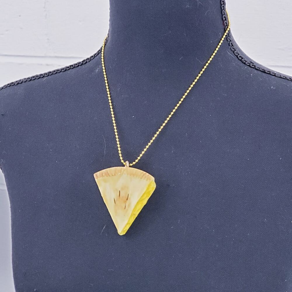Vintage 1973 Apple Pie Slice Necklace 2" Pendant Charm Rare